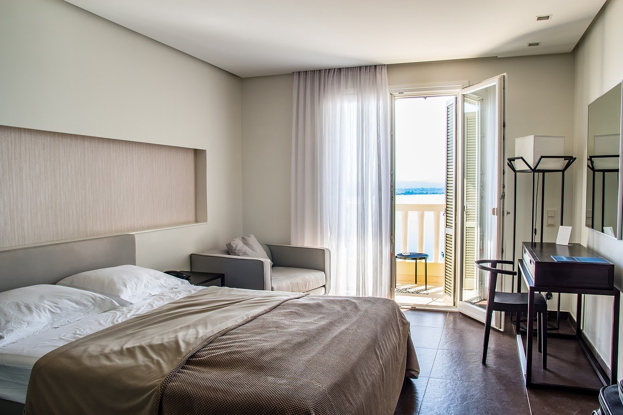 hotel room with bed