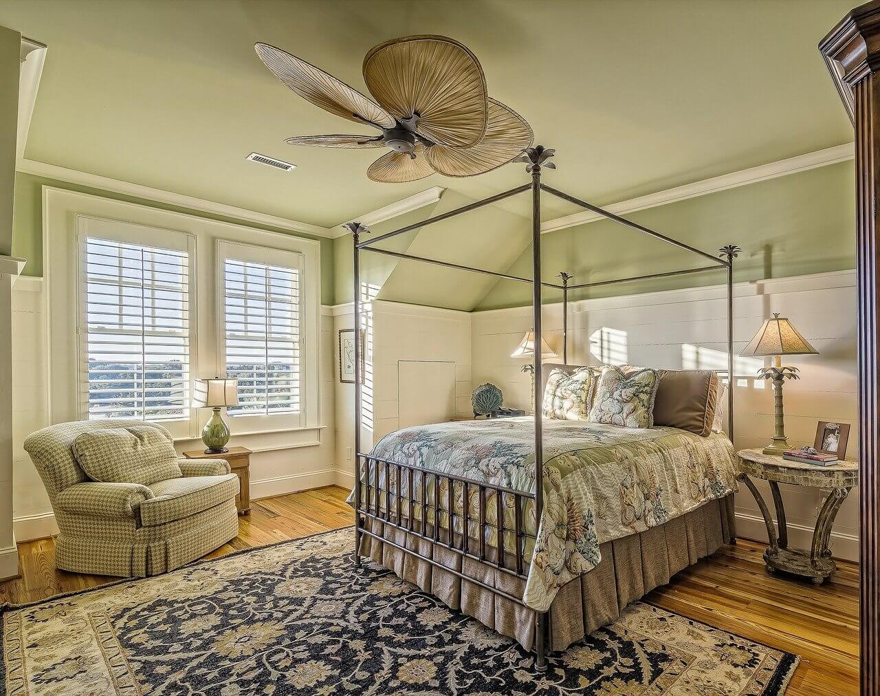 bedroom filled with neutral 2022 spring colors