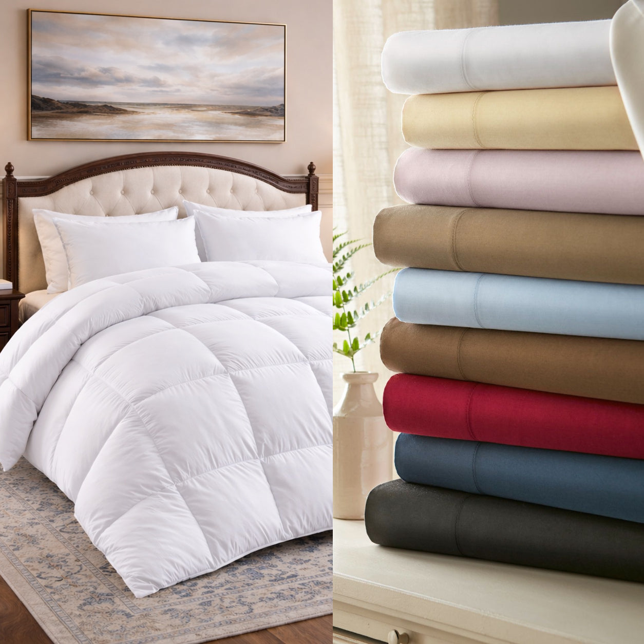 1500 Thread Count Egyptian Cotton Duvet Cover & Down Comforter Bundle