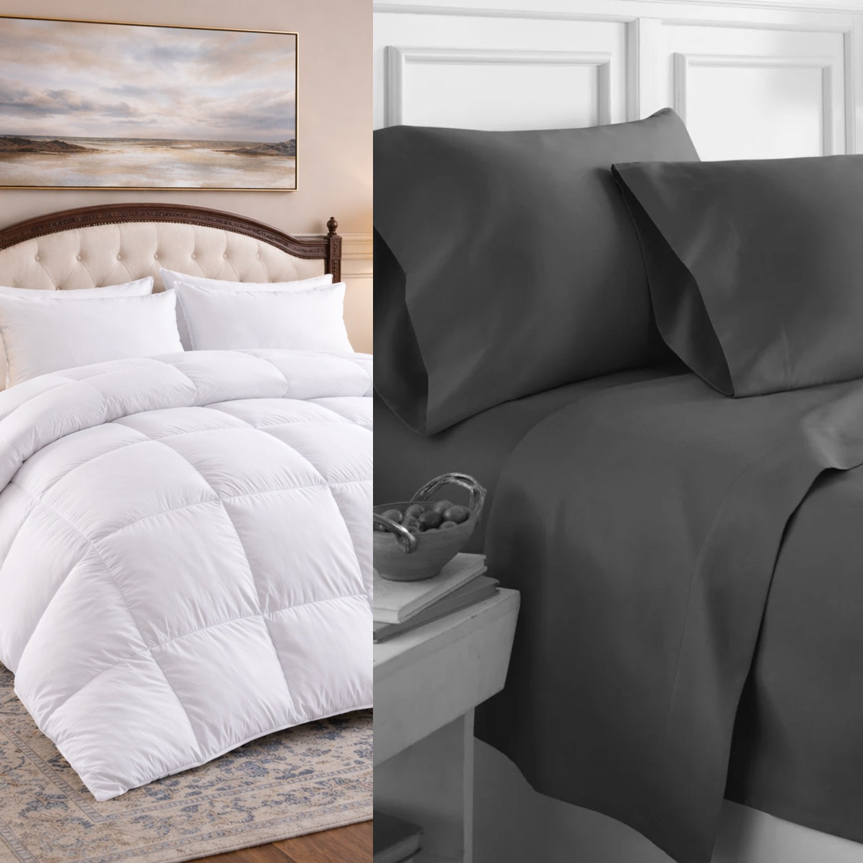 1500 Thread Count Egyptian Cotton Duvet Cover & Down Comforter Bundle