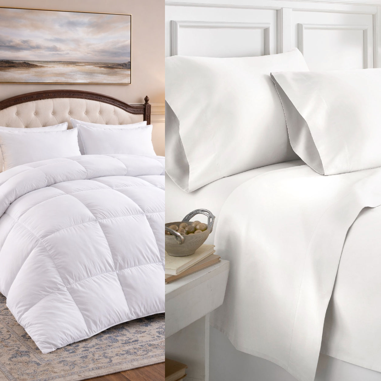 1500 Thread Count Egyptian Cotton Duvet Cover & Down Comforter Bundle