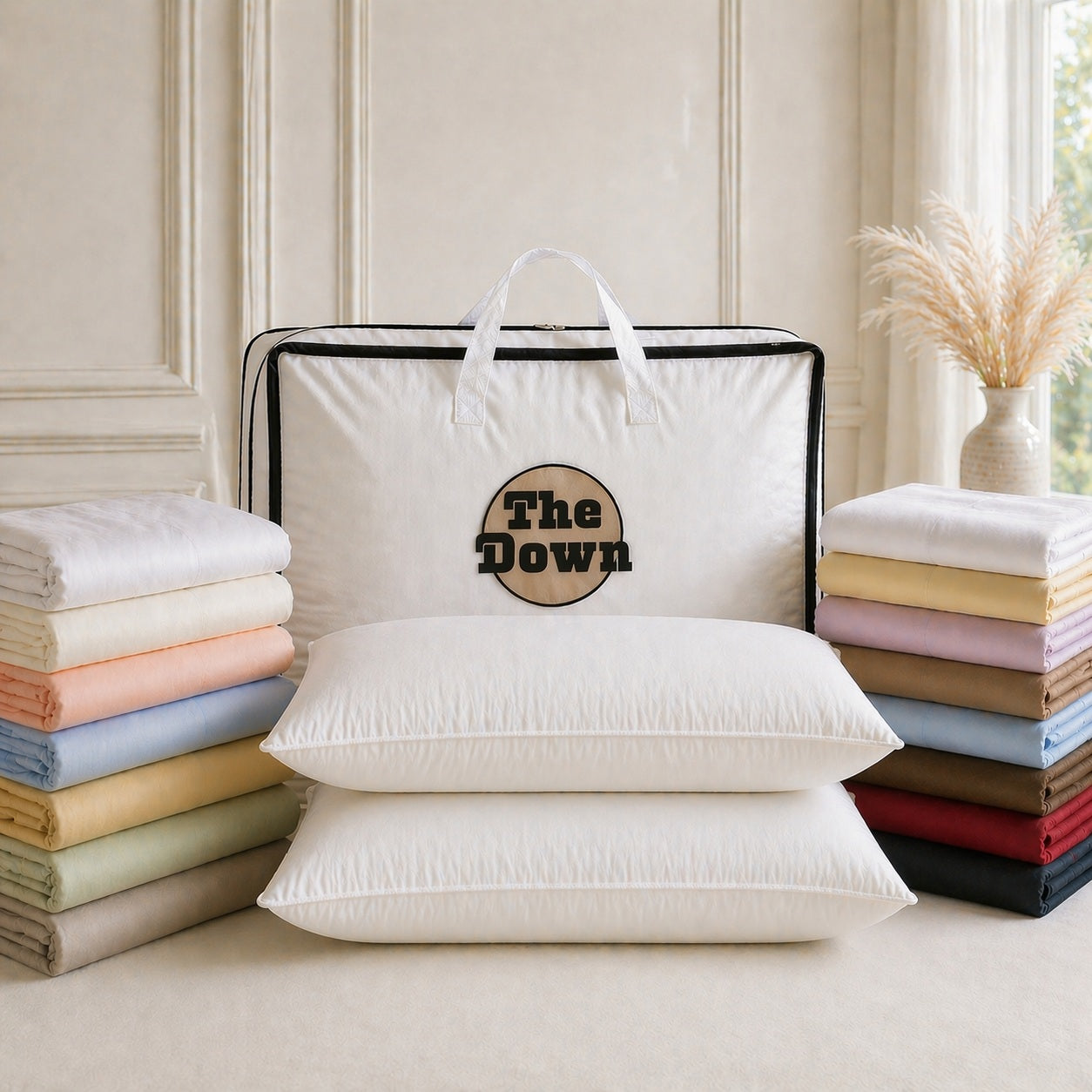 10 Pc Goose Down Bedding Bundle - 1200 Thread Count Egyptian Cotton