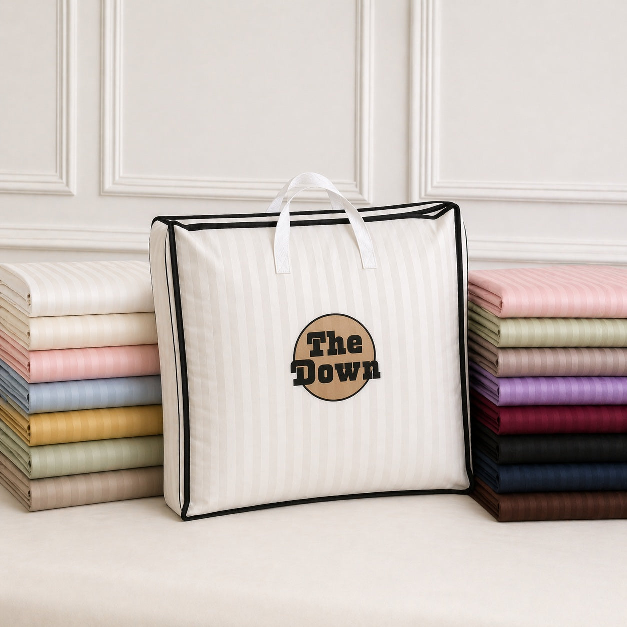 8Pc Egyptian Cotton Bedding Bundle - 1200 Thread Count (Stripe)
