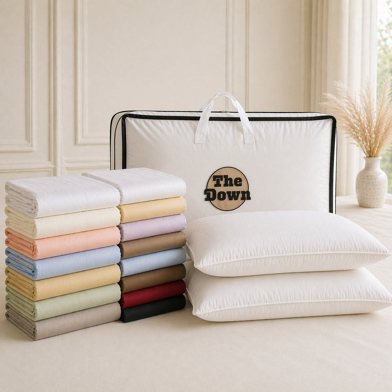 10 Pc Goose Down Bedding Bundle - 1500 Thread Count Egyptian Cotton