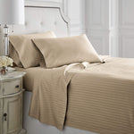 1000 Thread Count Egyptian Cotton Stripe Duvet Cover Set in Beige