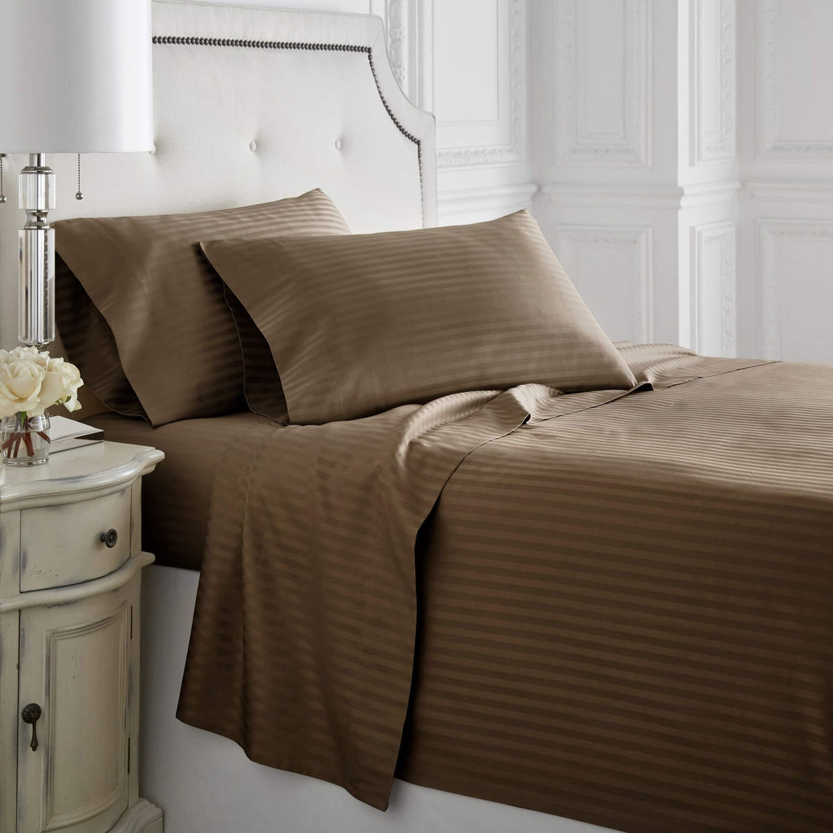 1200 Thread Count Egyptian Cotton Stripe Duvet Cover Set
