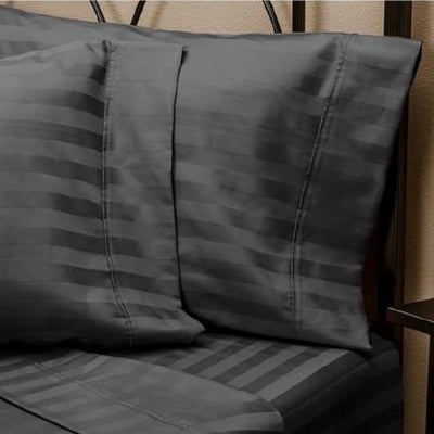 1500 Thread Count Egyptian Cotton 3 PC Duvet Cover Set - Dark Grey (Stripe)
