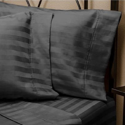 1500 Thread Count Egyptian Cotton 3 PC Duvet Cover Set - Dark Grey (Stripe)