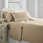 1500 Thread Count Egyptian Cotton Stripe Sheet Sets Beige