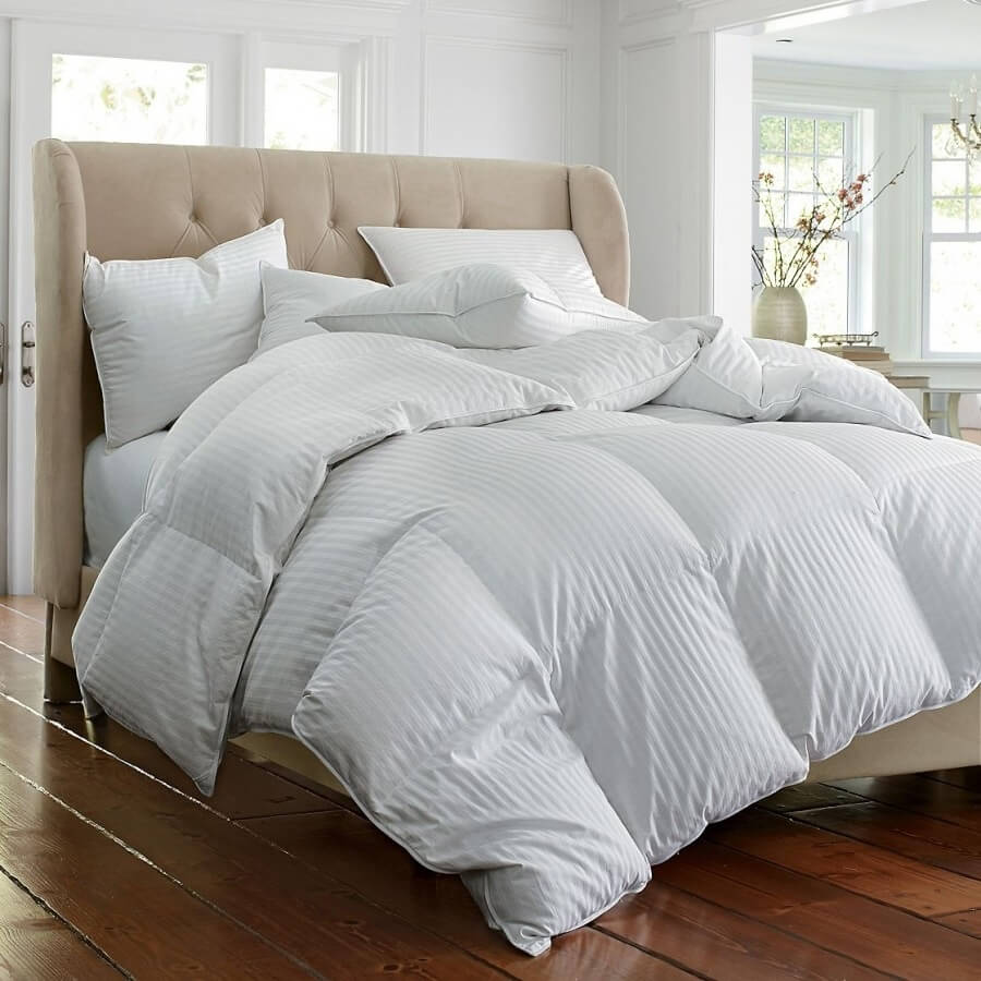 Down Comforter Oversized 650 Fill Power White Solid - Luxurious 100% Egyptian Cotton Cover