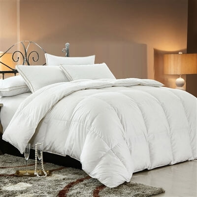 Oversized 600 Fill Power All Year Warm White Goose Down Comforter - 100% Egyptian Cotton Cover