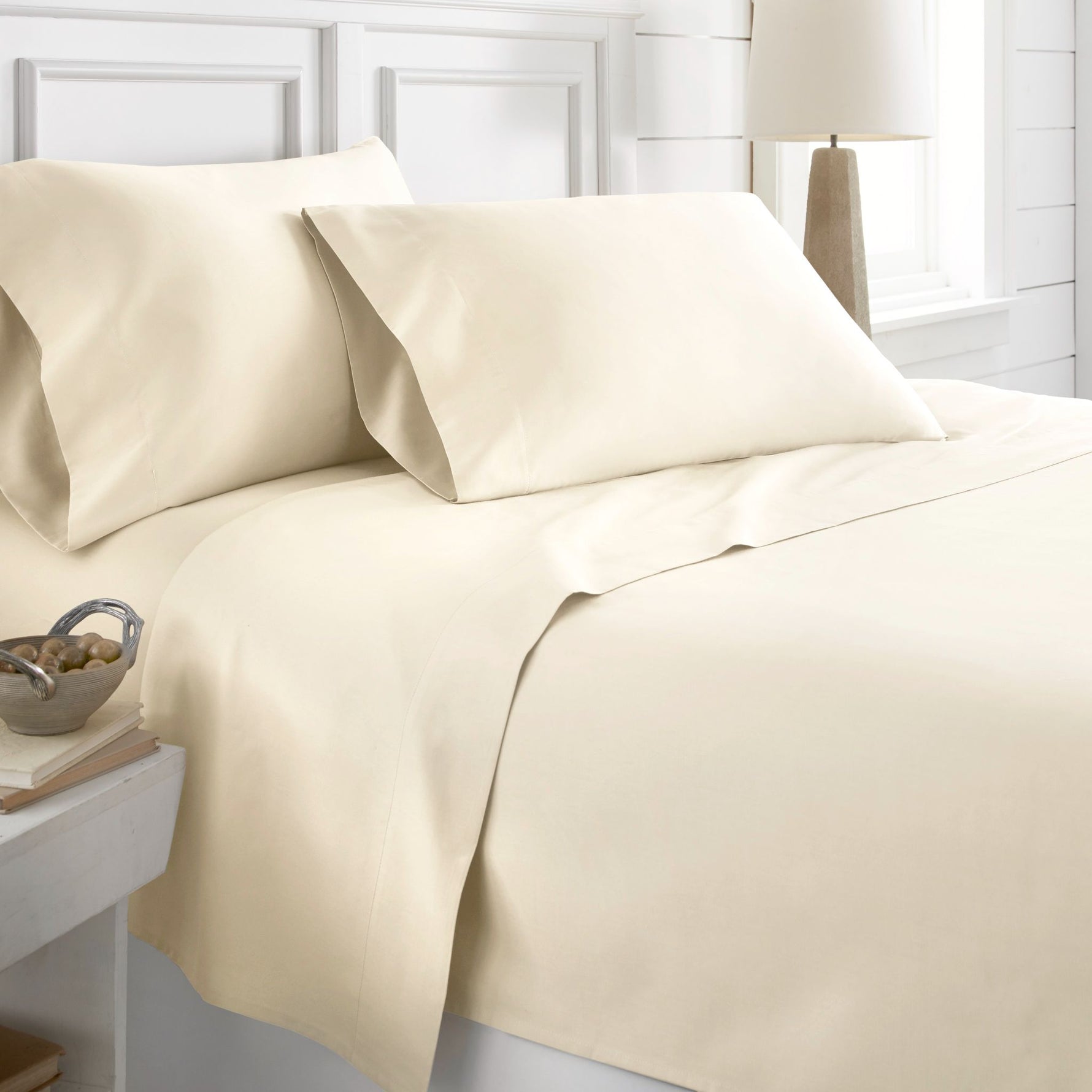 600 Thread Count 100% Egyptian Cotton Ivory Duvet Cover Set