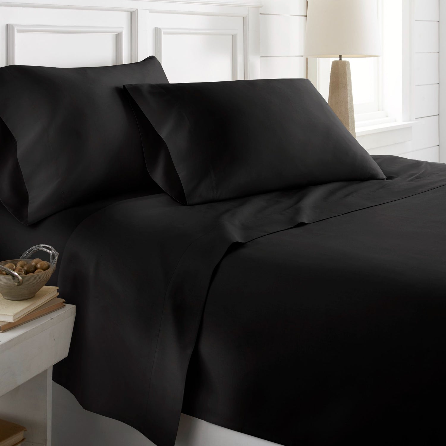 400 Thread Count Egyptian Cotton Solid Black Sheets
