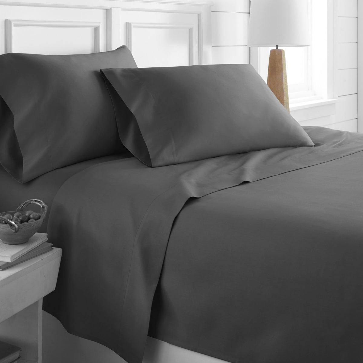 Egyptian Cotton Solid Gray Sheets