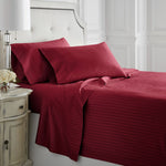 600 Thread Count 100% Egyptian Cotton Burgundy Stripe Duvet Cover Set