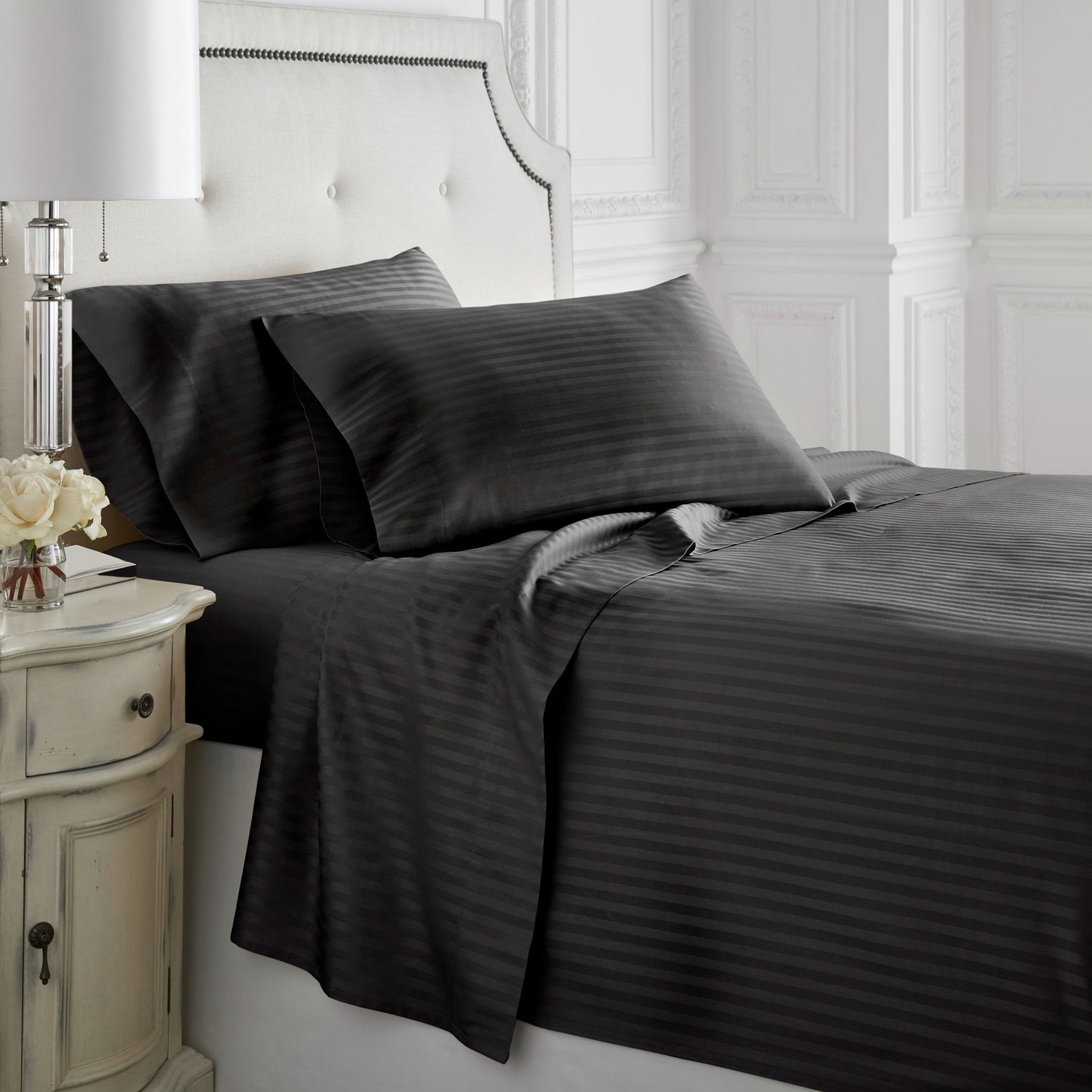 Egyptian Cotton 2 Piece Pillow Case Set (Stripe)