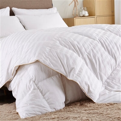 Goose Down Comforter Heavyweight Luxurious 700 Fill Power White Stripe - 100% Egyptian Cotton Cover