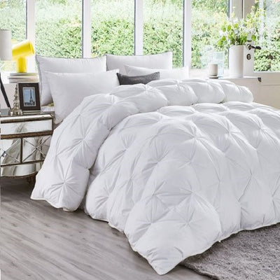 Knotted Design 750 Fill Power Goose Down Comforter in White Color